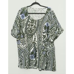BEAUTIFUL by Lawrence Zarian Top Women's Size 2X Dolman Sleeve Green Blue Preown